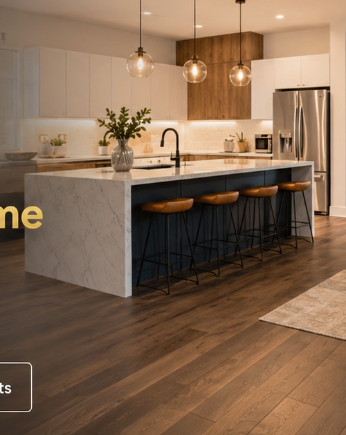 Renovated kitchen with custom cabinetry and hardwood flooring
