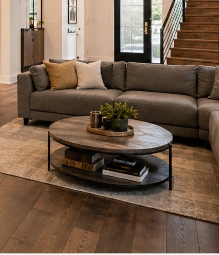 Living room with new hardwood flooring